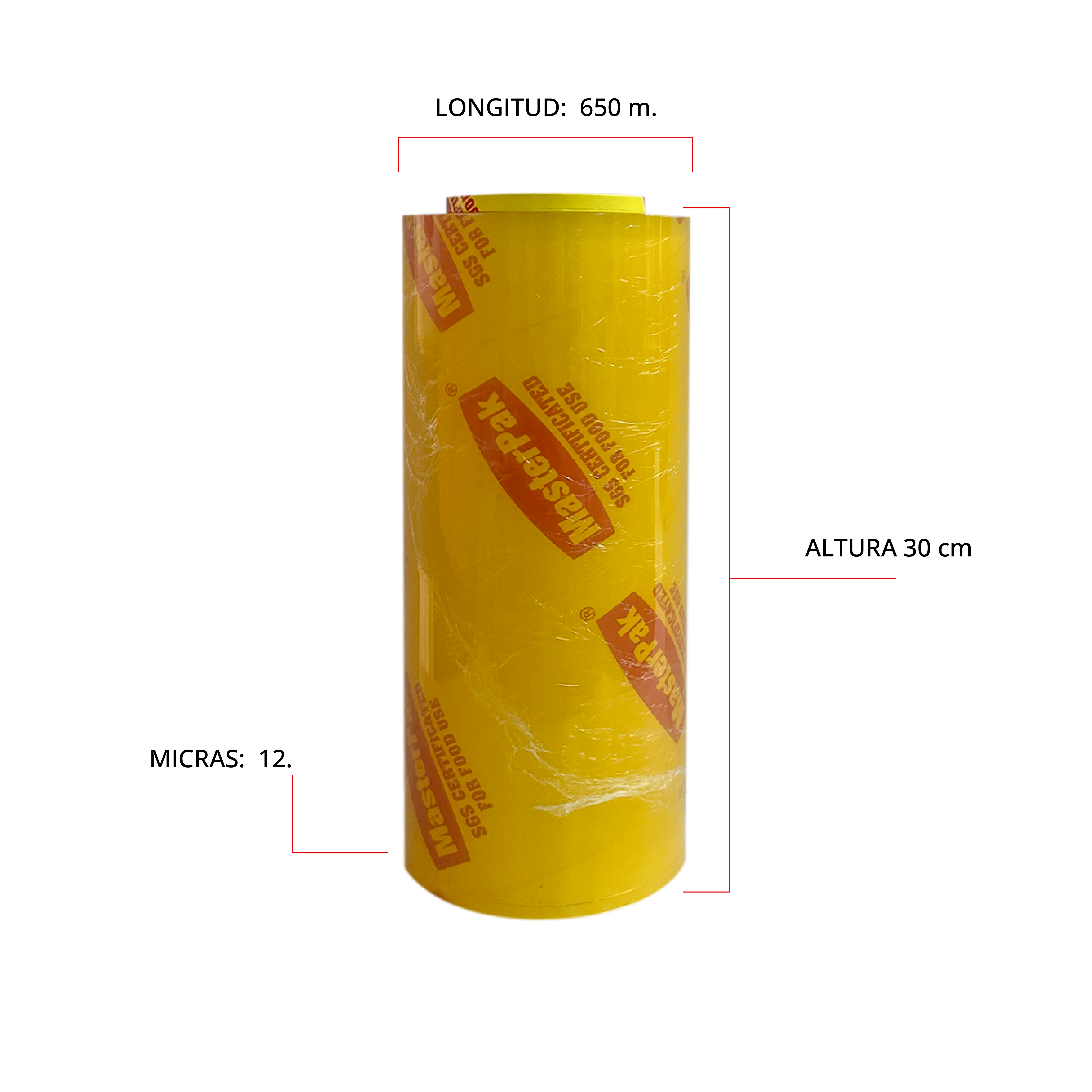 Película Plástica Grado Alimenticio MasterPak (Rollo) Industrial 30 cm x 650 m - 3